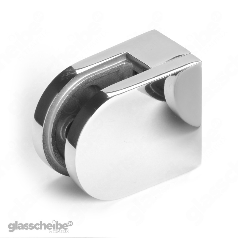 Edelstahlhalterung für Glasscheibe  (Oberfläche: poliert, Größe: 6 mm, Form: rund)