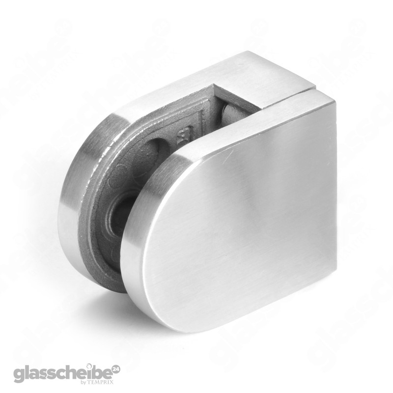 Edelstahlhalterung für Glasscheibe  (Oberfläche: gebürstet, Größe: 6 mm, Form: rund)